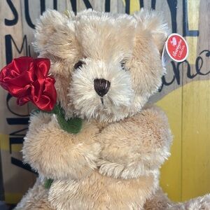 🐻 NWT Bearington Collection Remington Holding A Red Silky Rose 🌹Plush